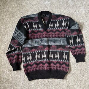 Vintage Tejidos Wool Angora Equador Aztec Llama Knitted Sweater NEW Handmade